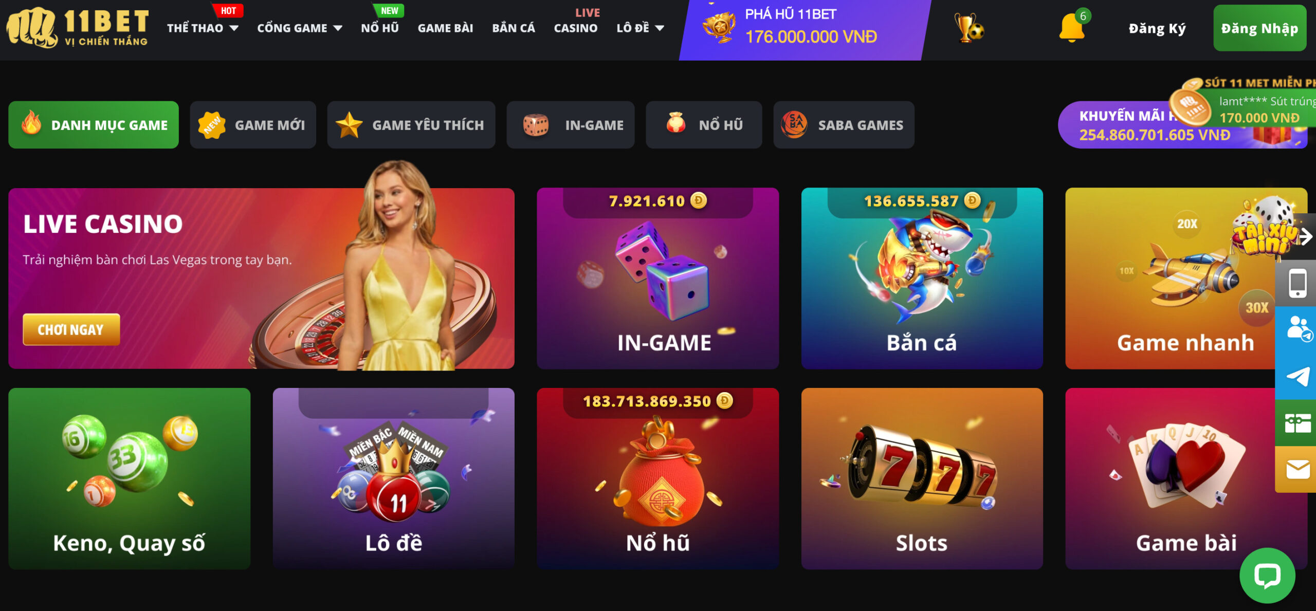 Trang chủ 11Bet hiện nay là điểm đến thu hút số lượng lớn cược thủ Việt mỗi ngày