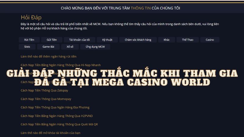 Giải đáp những thắc mắc khi tham gia trực tiếp đá gà thomo tại mega casino world