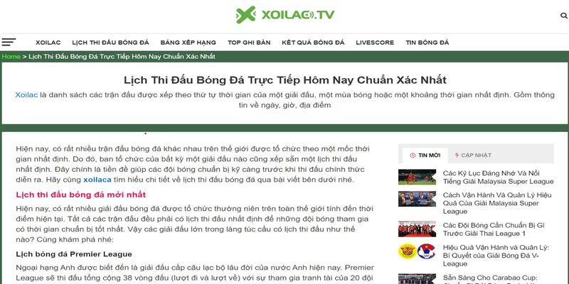 Xôi Lạc TV giới thiệu một số thông tin cần biết