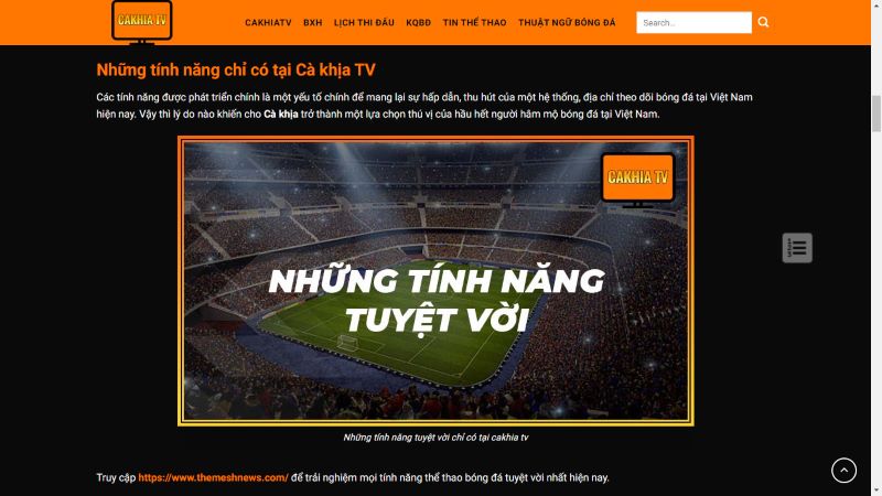 Cakhiatv hướng tới mục tiêu trở thành trang web giải trí bóng đá số 1