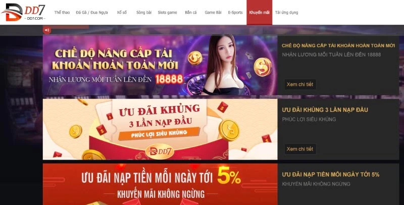 Hàng loạt ưu đãi tại dd7